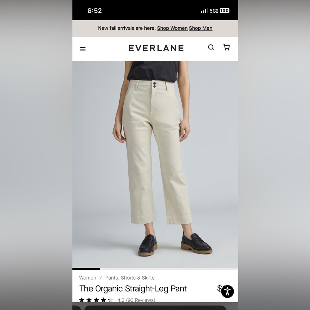 Everlane organize straight leg pant size 4